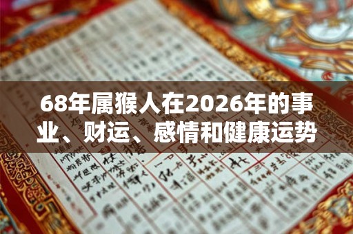 68年属猴人在2026年的事业、财运、感情和健康运势分析