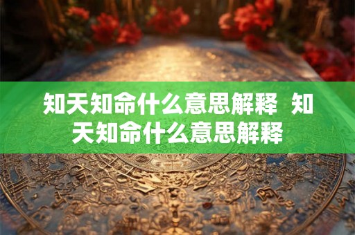 知天知命什么意思解释  知天知命什么意思解释