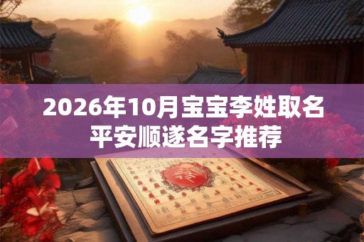2026年10月宝宝李姓取名 平安顺遂名字推荐
