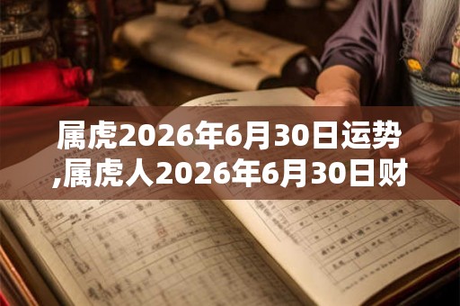 属虎2026年6月30日运势,属虎人2026年6月30日财运,生肖虎2026年6月30日运势