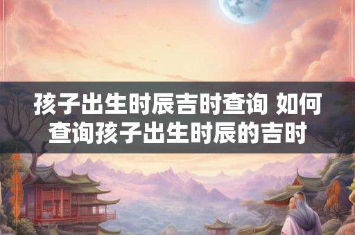 孩子出生时辰吉时查询 如何查询孩子出生时辰的吉时