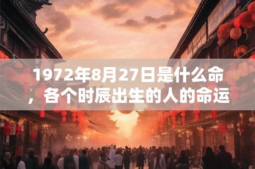 1972年8月27日是什么命，各个时辰出生的人的命运