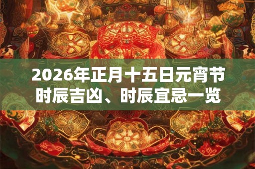 2026年正月十五日元宵节时辰吉凶、时辰宜忌一览