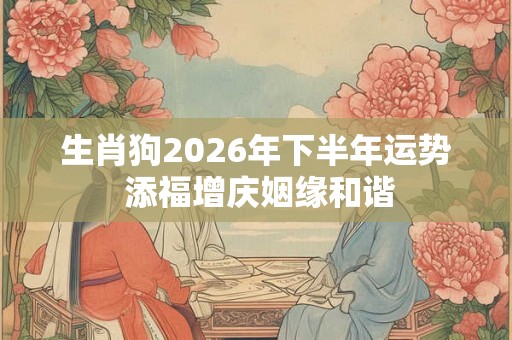 生肖狗2026年下半年运势 添福增庆姻缘和谐