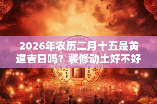 2026年农历二月十五是黄道吉日吗？装修动土好不好？