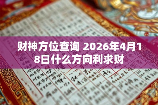 财神方位查询 2026年4月18日什么方向利求财