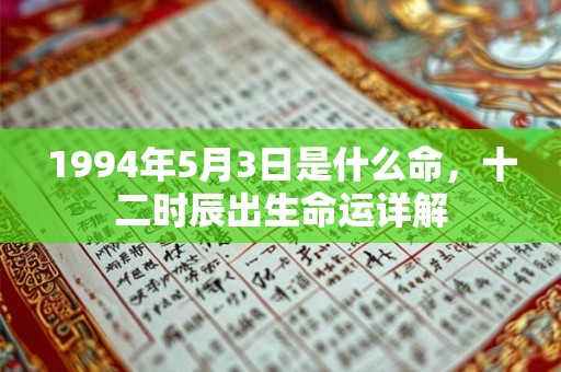 1994年5月3日是什么命，十二时辰出生命运详解