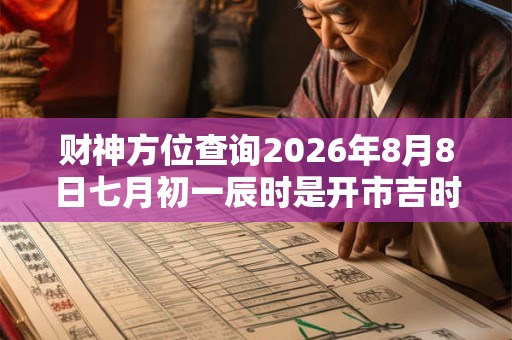 财神方位查询2026年8月8日七月初一辰时是开市吉时 财神方位查询2026年8月8日七月初一辰时是开市吉时