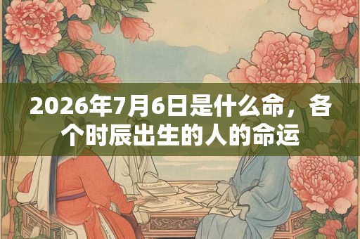 2026年7月6日是什么命，各个时辰出生的人的命运