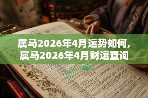 属马2026年4月运势如何,属马2026年4月财运查询