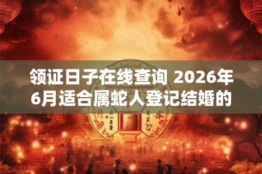 领证日子在线查询 2026年6月适合属蛇人登记结婚的日子