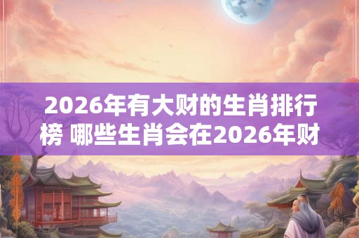 2026年有大财的生肖排行榜 哪些生肖会在2026年财运亨通