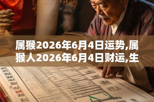 属猴2026年6月4日运势,属猴人2026年6月4日财运,生肖猴2026年6月4日运势