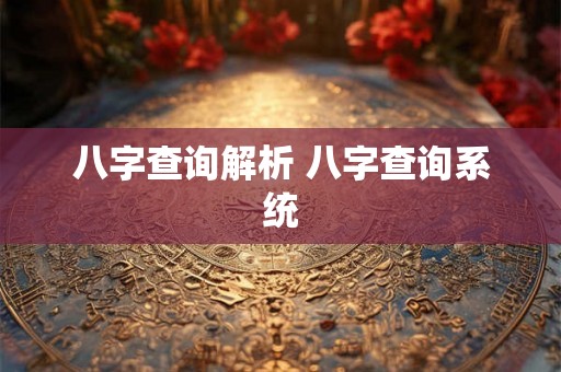 八字查询解析 八字查询系统