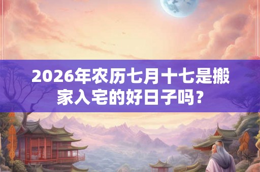 2026年农历七月十七是搬家入宅的好日子吗？