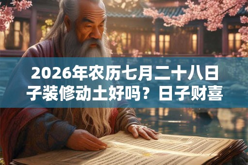 2026年农历七月二十八日子装修动土好吗？日子财喜神方位在哪？