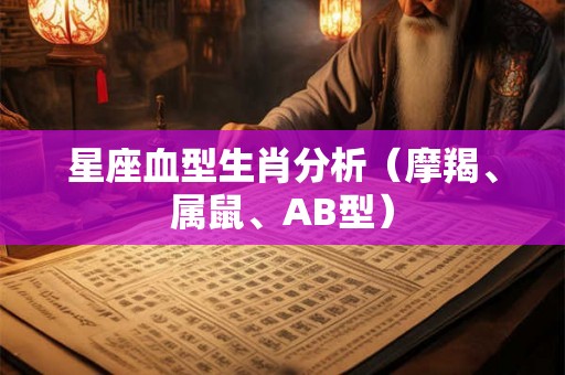 星座血型生肖分析（摩羯、属鼠、AB型）