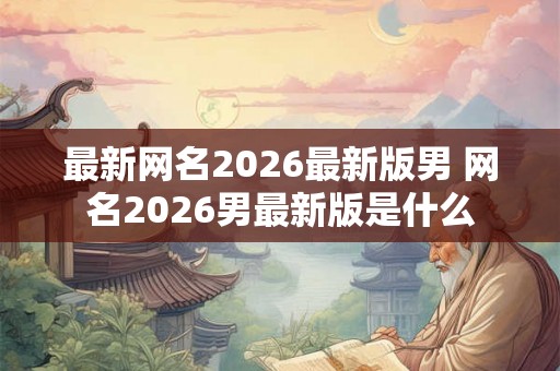 最新网名2026最新版男 网名2026男最新版是什么
