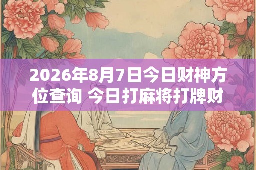 2026年8月7日今日财神方位查询 今日打麻将打牌财神方位