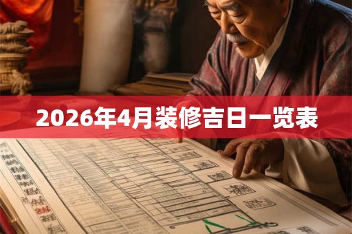 2026年4月装修吉日一览表