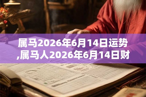 属马2026年6月14日运势,属马人2026年6月14日财运,生肖马2026年6月14日运势