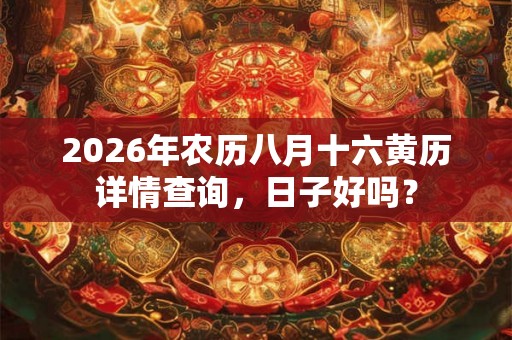 2026年农历八月十六黄历详情查询，日子好吗？