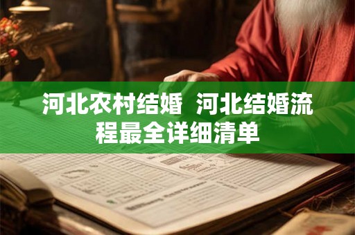 河北农村结婚  河北结婚流程最全详细清单