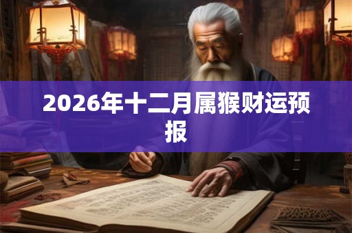 2026年十二月属猴财运预报