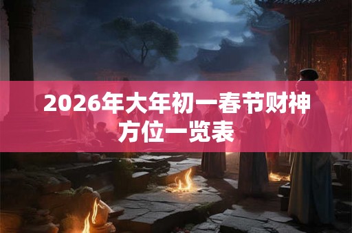 2026年大年初一春节财神方位一览表