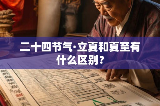 二十四节气·立夏和夏至有什么区别？