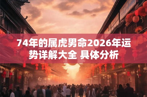 74年的属虎男命2026年运势详解大全 具体分析