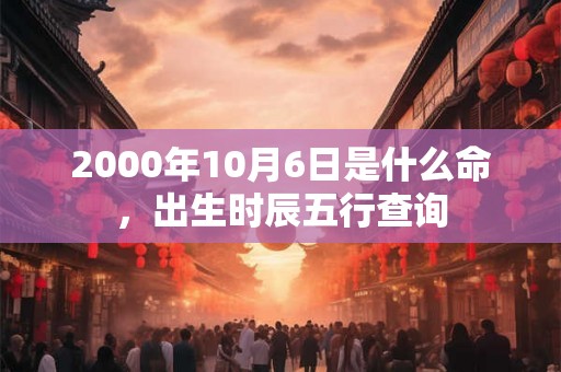 2000年10月6日是什么命，出生时辰五行查询