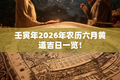 壬寅年2026年农历六月黄道吉日一览！