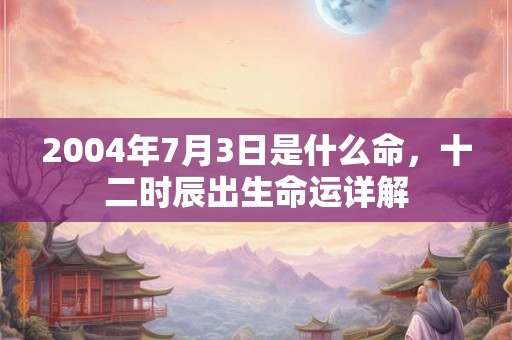 2004年7月3日是什么命，十二时辰出生命运详解