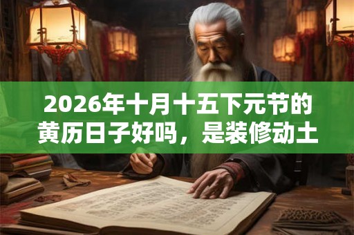 2026年十月十五下元节的黄历日子好吗，是装修动土的吉日吗？