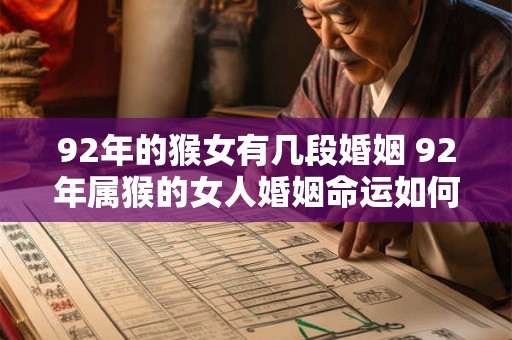 92年的猴女有几段婚姻 92年属猴的女人婚姻命运如何