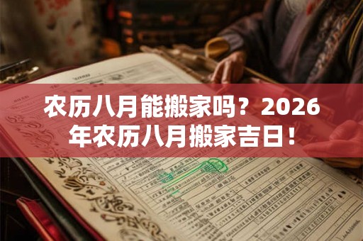 农历八月能搬家吗?2026年农历八月搬家吉日! 农历八月能搬家吗?2026年农历八月搬家吉日!
