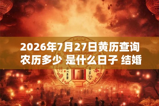 2026年7月27日黄历查询 农历多少 是什么日子 结婚吉时