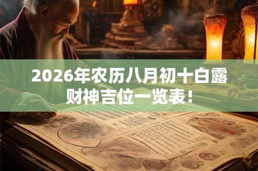 2026年农历八月初十白露财神吉位一览表！