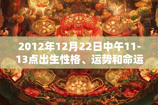 2012年12月22日中午11-13点出生性格、运势和命运