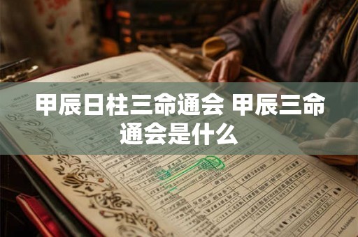 甲辰日柱三命通会 甲辰三命通会是什么