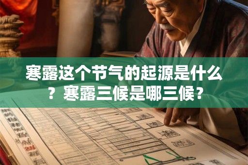 寒露这个节气的起源是什么？寒露三候是哪三候？