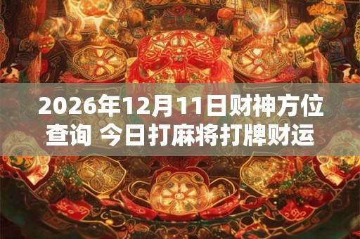 2026年12月11日财神方位查询 今日打麻将打牌财运方位