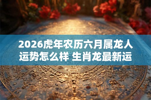 2026虎年农历六月属龙人运势怎么样 生肖龙最新运程