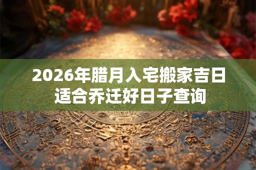 2026年腊月入宅搬家吉日 适合乔迁好日子查询