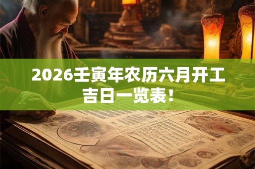 2026壬寅年农历六月开工吉日一览表! 2026壬寅年农历六月开工吉日一览表!