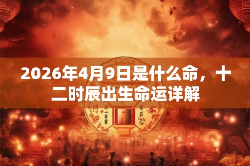 2026年4月9日是什么命，十二时辰出生命运详解