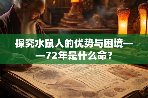探究水鼠人的优势与困境——72年是什么命？