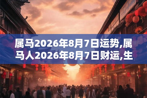 属马2026年8月7日运势,属马人2026年8月7日财运,生肖马2026年8月7日运势