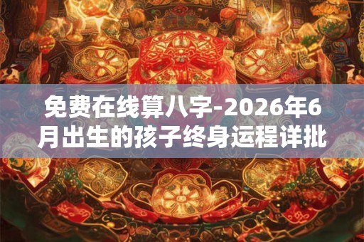 免费在线算八字-2026年6月出生的孩子终身运程详批 免费在线算八字-2026年6月出生的孩子终身运程详批